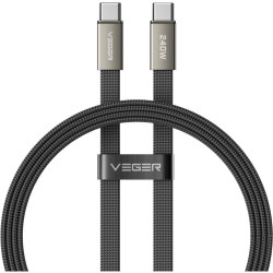 Καλώδιο Type-C Veger CC2-MTB σε Type-C Flat για Γρήγορη Φόρτιση & Μεταφορά Δεδομένων 150cm 240W - Black (6977525753527)