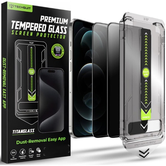 Tempered Glass iPhone 12 / 12 Pro Techsuit Privacy TitanGlass Full Cover Full Face Αντιχαρακτικό Γυαλί Προστασίας Απορρήτου Οθόνης 2 Τεμάχια - Privacy (5949419293724)