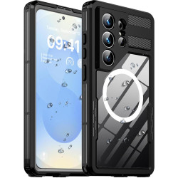 Θήκη Samsung Galaxy S25 Ultra ShellBox Αδιάβροχη Full Body 360° Διάφανη Ανθεκτική με MagSafe IP68 - Black (5949419276062)