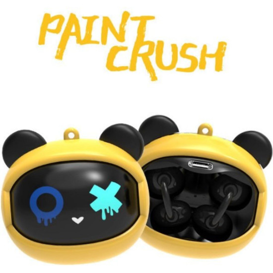 Bluetooth Ακουστικά Kiddoboo GOAT Earbuds Paintcrush Ασύρματα για Παιδιά με Θήκη Φόρτισης που Αλλάζει Φάτσα - Yellow (KBG08YEL)