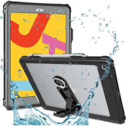 Θήκη iPad 10.2" 2021 / 2020 / 2019 ShellBox Αδιάβροχη IP68 Full Body 360° Διάφανη Ανθεκτική με Backstand / Λουράκι Μεταφοράς & Υποδοχή Apple Pencil - Black (5949419138933)