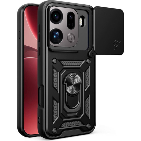 Θήκη Oppo Find X9 Pro Techsuit CamShield Ανθεκτική με Κάλυμμα για την Κάμερα & Μεταλλικό Ring Holder - Black (5949419344457)