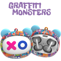 Bluetooth Ακουστικά Kiddoboo GOAT Earbuds Graffiti Monsters Ασύρματα για Παιδιά με Θήκη Φόρτισης που Αλλάζει Φάτσα - Multicolour (KBG08PNK)