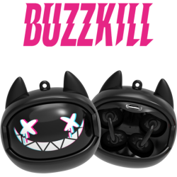 Bluetooth Ακουστικά Kiddoboo GOAT Earbuds Buzzkill Ασύρματα για Παιδιά με Θήκη Φόρτισης που Αλλάζει Φάτσα - Black (KBG08BLK)