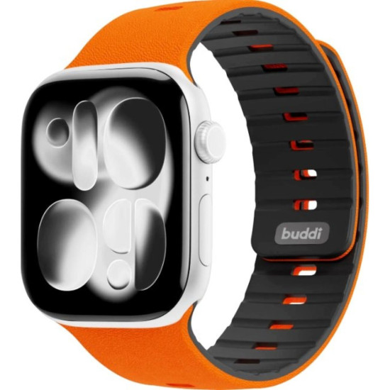Λουράκι Apple Watch Ultra/SE/11/10/9/8/7/6/5/4 (49/46/45/44mm) Buddi Luno Μαγνητικό Σιλικόνης - Orange (8719246610868)