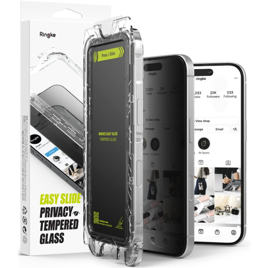 Tempered Glass iPhone 16 / 15 Ringke Easy Slide Privacy Full Face Αντιχαρακτικό Γυαλί Προστασίας Απορρήτου Οθόνης 2 Τεμάχια - Privacy (8800274960671)
