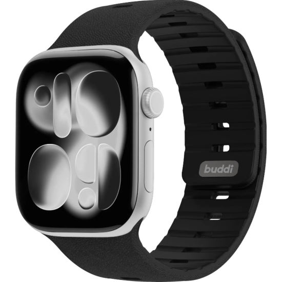 Λουράκι Apple Watch Ultra/SE/11/10/9/8/7/6/5/4 (49/46/45/44mm) Buddi Luno Μαγνητικό Σιλικόνης - Black (8719246610844)