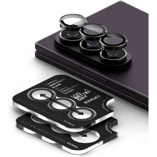 Tempered Glass Samsung Galaxy Z Fold8 Ultra / Z Fold7 Ringke Camera Lens Frame Glass Αντιχαρακτικό Γυαλί Προστασίας για Φακό Κάμερας 2 Τεμάχια - Black (8800380460638)