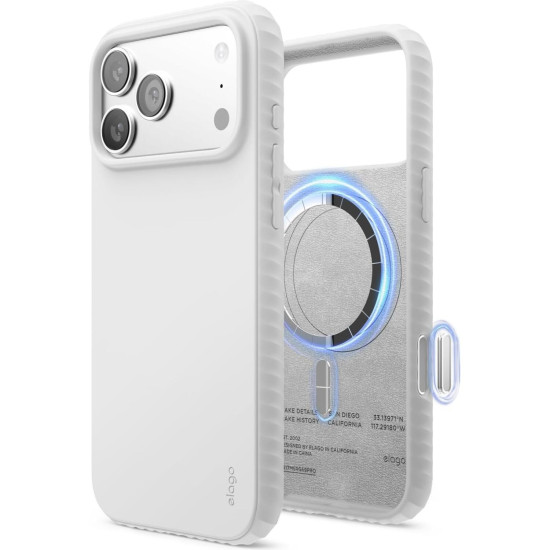 Θήκη iPhone 17 Pro Max Elago Magnetic Ridge Silicone Case Premium Σιλικόνης με MagSafe - White (ES17MSRG69PRO-WH)