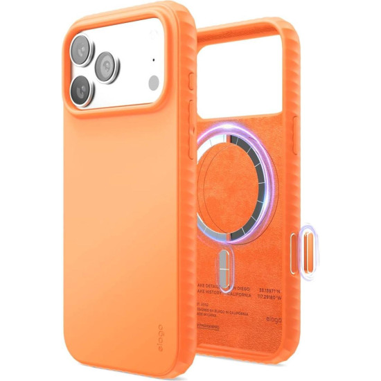 Θήκη iPhone 17 Pro Max Elago Magnetic Ridge Silicone Case Premium Σιλικόνης με MagSafe - Orange (ES17MSRG69PRO-OR)