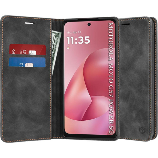 Θήκη Motorola Moto G67 Power / G57 Power Techsuit Confy Cover Πορτοφόλι - Black (5949419349469)