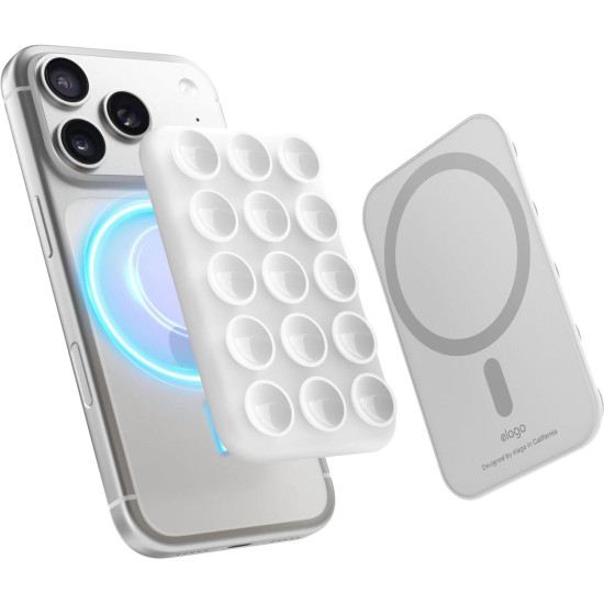 Βάση Στήριξης Elago Phone Mount για Κινητά / Smartphones με MagSafe & Βεντούζα από Σιλικόνη - White (EMSSUCTION-WH)
