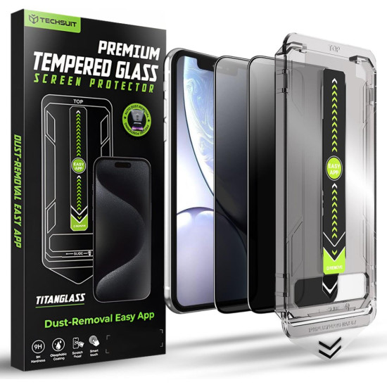 Tempered Glass iPhone 11 / XR Techsuit Privacy TitanGlass Full Cover Full Face Αντιχαρακτικό Γυαλί Προστασίας Απορρήτου Οθόνης 2 Τεμάχια - Privacy (5949419293700)
