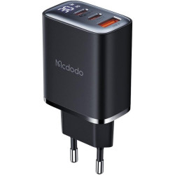 Φορτιστής Mcdodo Fast Charger Γρήγορος Tοίχου / Αντάπτορας με Ψηφιακή Οθόνη & 1 x USB-A / 2 x Type-C 30W - Black (CH-2180)