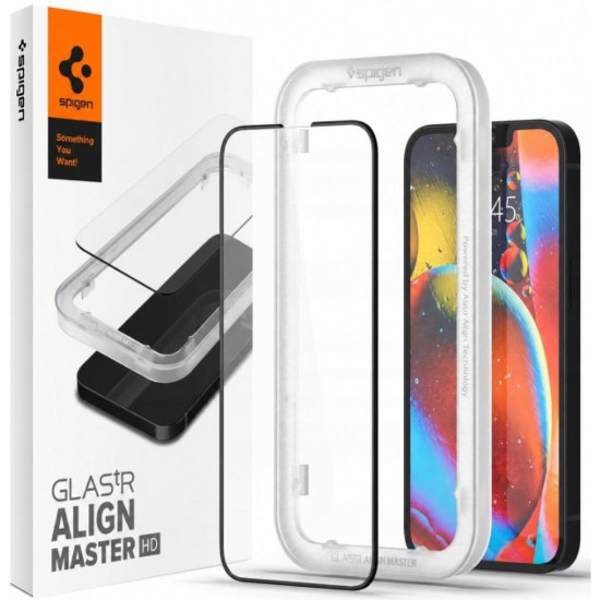 Tempered Glass iPhone 13 mini Spigen GLAS.tR ALIGNmaster HD Full Face Αντιχαρακτικό Γυαλί Προστασίας Οθόνης - Black (AGL03727)