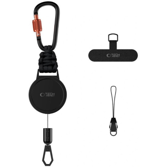 Λουράκι Ασφαλείας Κινητού Tech-Protect ATH04 UrbanLoop Anti Theft Holder Αντικλεπτικό με Μπρελόκ - Black / Orange (5906302342693)