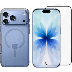 Θήκη & Tempered Glass iPhone 18 Pro Vivid Set Magsafe Clear Case Σετ Διάφανη Σιλικόνης με MagSafe & Full Face Αντιχαρακτικό Γυαλί Προστασίας Οθόνης - Transparent / Black (VIVGGS000113)
