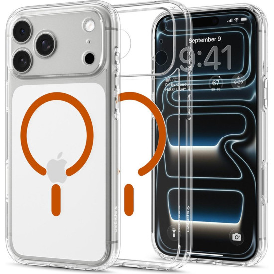 Θήκη iPhone 18 Pro Max / 17 Pro Max Spigen Ultra Hybrid MagFit Ανθεκτική Σκληρή με MagSafe - Clear / Orange (ACS12122)