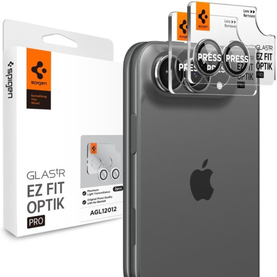 Tempered Glass iPhone Duo Spigen GLAS.tR EZ Fit OPTIK Pro Camera Lens Protector Αντιχαρακτικό Γυαλί Προστασίας για Φακό Κάμερας 2 Τεμάχια - White (AGL12012)