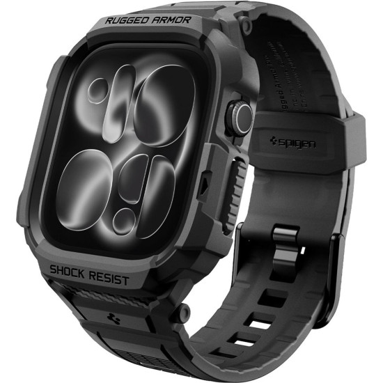 Θήκη Apple Watch 12 42mm Spigen Rugged Armor Pro Unibody Σιλικόνης - Matte Black (ACS11883)
