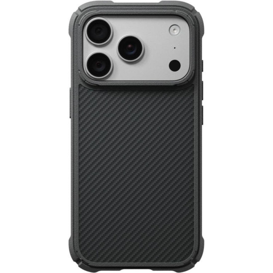 Θήκη iPhone 18 Pro / 17 Pro Pitaka Cairn Case Aramid Fiber Body Ανθεκτική με MagSafe 2mm 600D - Classic Black / Grey / Twill-01 (KI1801CP2)