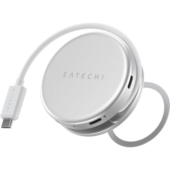 Αντάπτορας Satechi OntheGo 5-in-1 Multiport Adapter Μαγνητικό MagSafe Type-C (male) σε 1 x Type-C 60W / 1 x Type-C 3.2 5Gbps / 1 x USB-A 3.2 5Gbps / 1 x SD / 1 x HDMI 4K - Silver (ST-POTG5S)