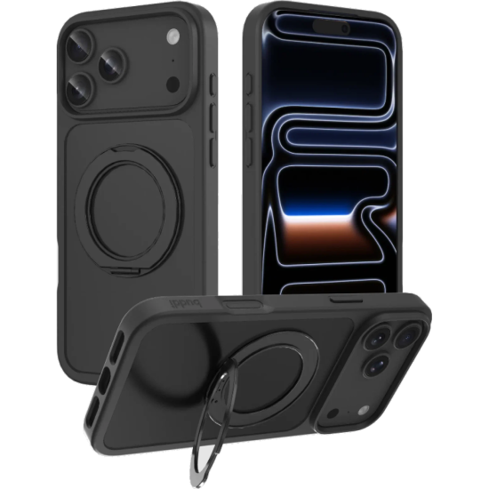 Θήκη iPhone 18 Pro Max / 17 Pro Max Buddi Frost Σκληρή Ημιδιάφανη με MagSafe & KickStand - Matte Black (8719246616990)