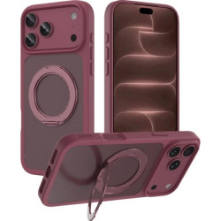 Θήκη iPhone 18 Pro / 17 Pro Buddi Frost Σκληρή Ημιδιάφανη με MagSafe & KickStand - Matte Cherry (8719246616976)