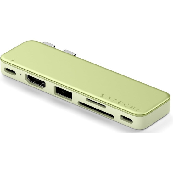 Αντάπτορας Satechi USB-C Snap Hub Dual Type-C (male) σε 1 x Type-C 45W / 1 x Type-C 3.2 5Gbps / 1 x USB-A 3.2 5Gbps / 1 x SD & Micro SD / 1 x HDMI 4K - Citrus (ST-HUSNY)