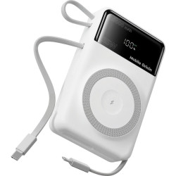 PowerBank Mobile Origin PB15 με MagSafe 15W / KickStand / Ψηφιακή Οθόνη / Καλώδια Type-C & Lightning και Θύρες 1 x Type-C / 1 x USB-A 35W 20.000mAh - White (MO-35WPDD-PB15)