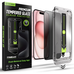 Tempered Glass iPhone 16 / 15 Techsuit Privacy TitanGlass Full Cover Full Face Αντιχαρακτικό Γυαλί Προστασίας Απορρήτου Οθόνης - Privacy (5949419293823)
