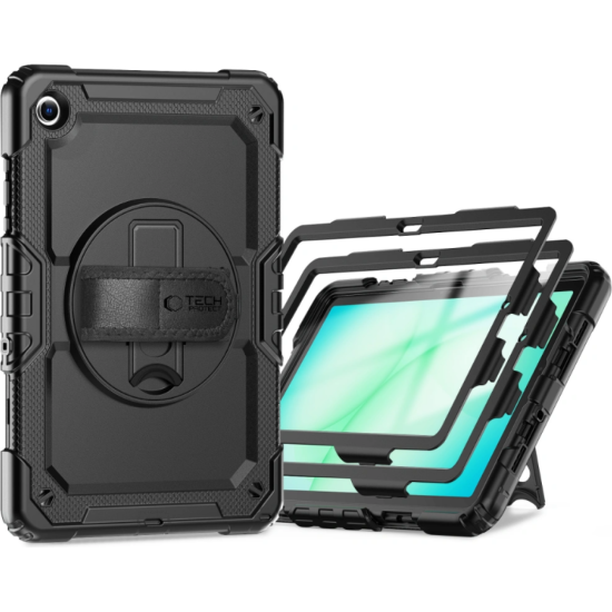 Θήκη Samsung Galaxy Tab A11 Plus / A9 Plus 11" X230 / X235 / X236 / X210 / X215 / X216 Tech-Protect Solid Full Body Ανθεκτική με Λαβή / Backstand & Ιμάντα Μεταφοράς - Black (5906302335190)