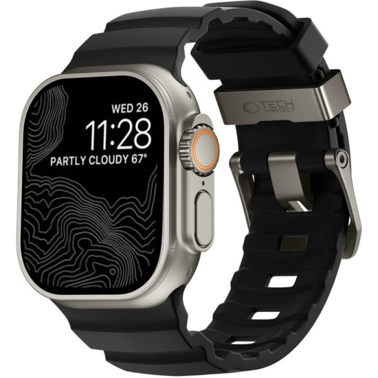 Λουράκι Apple Watch Ultra/SE/12/11/10/9/8/7/6/5/4 (49/46/45/44mm) Tech-Protect Motion Λουράκι Σιλικόνης - Black (5906302399086)