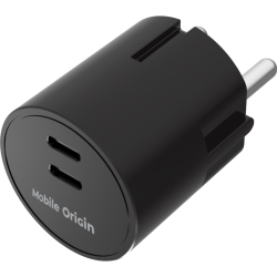 Φορτιστής Mobile Origin Charger Plug PW33 GaN Γρήγορος Ταξιδιού / Αντάπτορας με 2 x Type-C 30W - Black (MO-PW33-BLK)