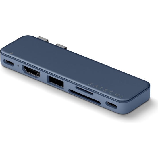Αντάπτορας Satechi USB-C Snap Hub Dual Type-C (male) σε 1 x Type-C 45W / 1 x Type-C 3.2 5Gbps / 1 x USB-A 3.2 5Gbps / 1 x SD & Micro SD / 1 x HDMI 4K - Indigo (ST-HUSNB)