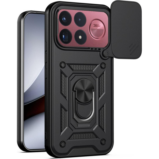 Θήκη Xiaomi Poco F9 Ultra Techsuit CamShield Ανθεκτική με Κάλυμμα για την Κάμερα & Μεταλλικό Ring Holder - Black (5949419385528)