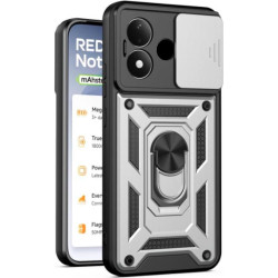 Θήκη Xiaomi Redmi Note 17 Bodycell Armor Slide Ανθεκτική με Κάλυμμα για την Κάμερα & Μεταλλικό Ring Holder - Silver (5206015087806)