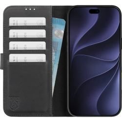 Θήκη iPhone 18 Pro Max / 17 Pro Max Rosso Deluxe Δερμάτινο Πορτοφόλι - Black (8719246608902)