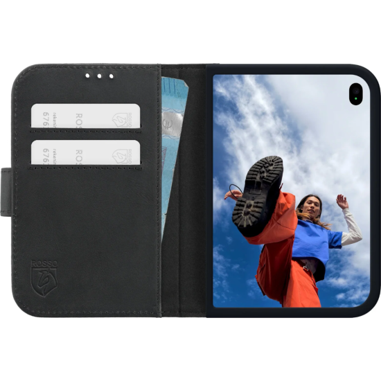 Θήκη iPhone Duo Rosso Deluxe Δερμάτινο Πορτοφόλι - Black (8719246609053)