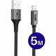 Καλώδιο USB-A Buddi Flex Φόρτισης & Μεταφοράς Δεδομένων σε Lightning 500cm 12W 5 Έτη Εγγύηση - Black (8719246550737)