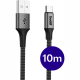 Καλώδιο USB-A Buddi Flex Φόρτισης & Μεταφοράς Δεδομένων σε Type-C 10m 12W 5 Έτη Εγγύηση - Black (8719246550706)