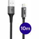 Καλώδιο USB-A Buddi Flex Φόρτισης & Μεταφοράς Δεδομένων σε Lightning 10m 12W 5 Έτη Εγγύηση - Black (8719246550744)