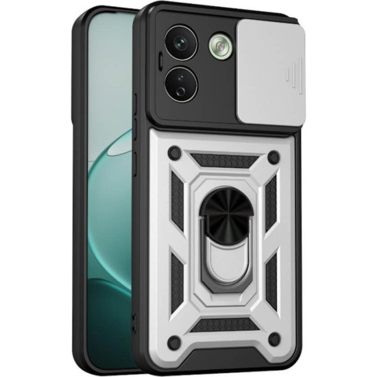 Θήκη Xiaomi Redmi Note 17 Pro Max Bodycell Armor Slide Ανθεκτική με Κάλυμμα για την Κάμερα & Μεταλλικό Ring Holder - Silver (5206015087899)