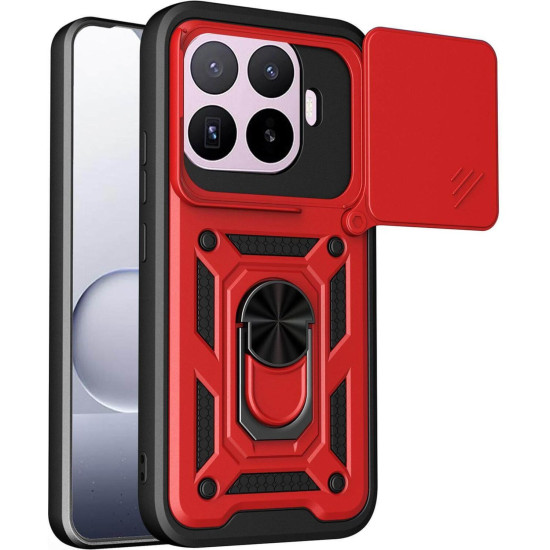 Θήκη Xiaomi 17T Pro Bodycell Armor Slide Ανθεκτική με Κάλυμμα για την Κάμερα & Μεταλλικό Ring Holder - Red (5206015087769)