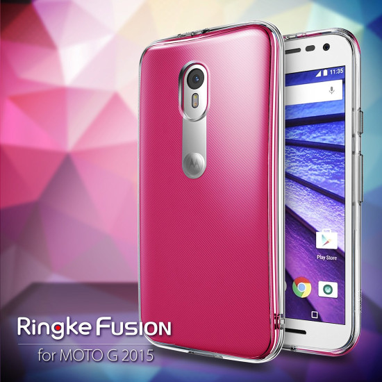 Ringke (Fusion) Θήκη Motorola Moto G 3rd Gen PC με TPU Bumper + Screen Protector - Clear/Smoke Black (8585)