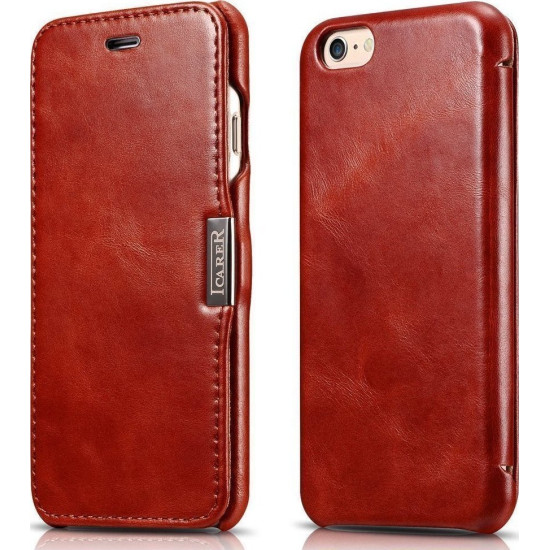iCarer Vintage Series Side-Open Δερμάτινη Θήκη Apple iPhone SE 2022 / 2020 / 8 / 7 - Red (11277)