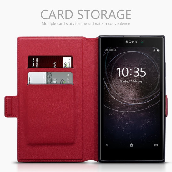 Terrapin Low Profile Δερμάτινη Θήκη - Πορτοφόλι Sony Xperia L2  - Red (117-005-602)