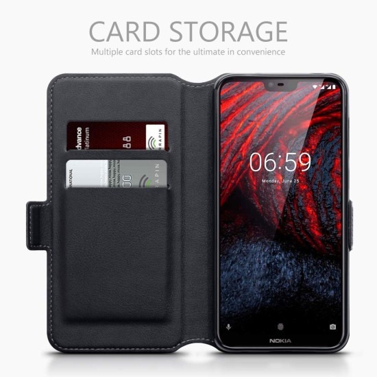 Terrapin Low Profile Δερμάτινη Θήκη - Πορτοφόλι Nokia 6.1 Plus  - Black (117-001-305)