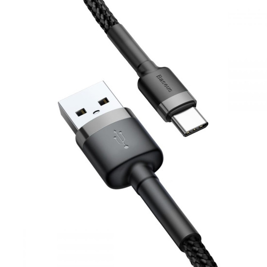 Baseus Καλώδιο Φόρτισης και Μεταφοράς Δεδομένων USB σε Type-C 100cm - Grey / Black (CATKLF-BG1)