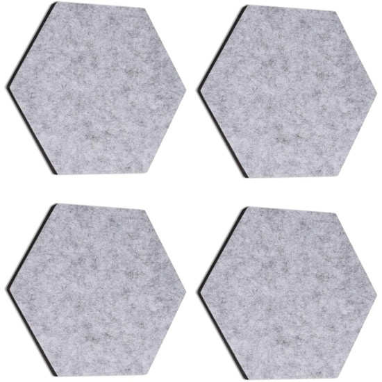 Navaris Hexagon Felt Memo Boards - Σετ με 4 Πλαίσια Ανακοινώσεων και Πινέζες - Light Grey (44328.25)